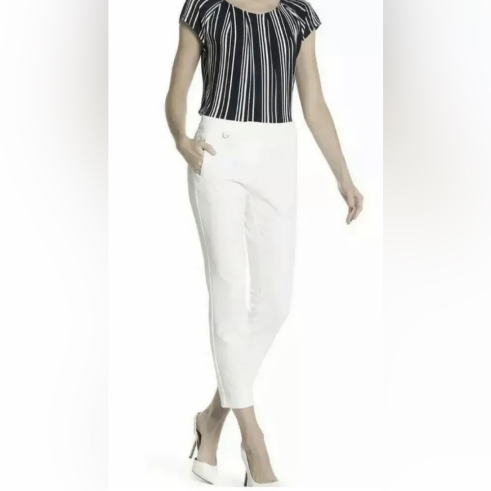 NWOT-Adrianna Papell Size 12 Bi Stretch Kate Fit Pants White